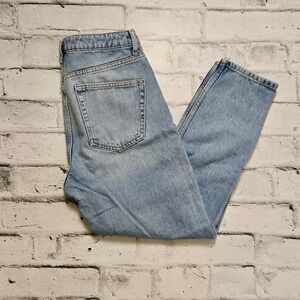 Topshop MOTO Mom Jeans Light Wash High Rise Straight Leg - W30